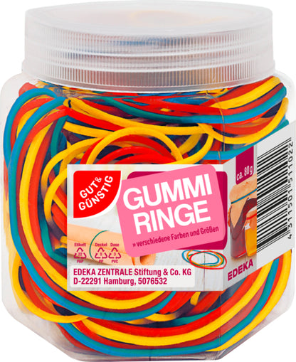 GUT&GÜNSTIG Gummiringe farbig sortiert 80g