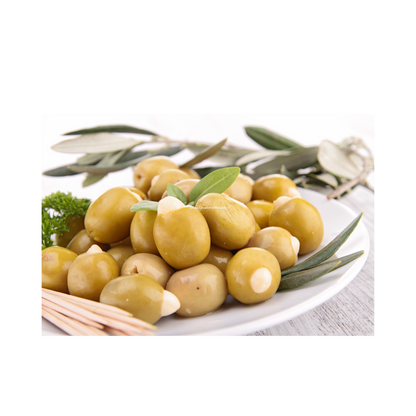 L'Aubergine Grüne Oliven mit Mandeln 150g