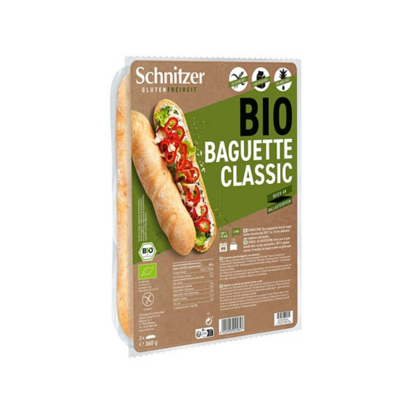 Bio Schnitzer Baguette classic glutenfrei 2x180g