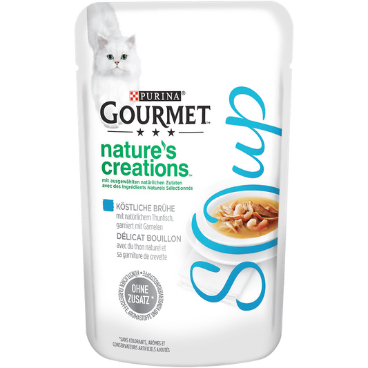 Gourmet Nature's Creations Soup Köstliche Brühe mit natürlichem Thunfisch garniert mit Garnelen 40g