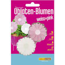 Dekoback Oblaten Blumen pink&weiß 6ST 2g