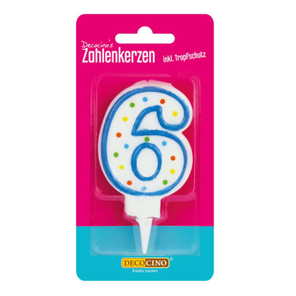 Dekoback Zahlenkerze Zahl Sechs zur Dekoration