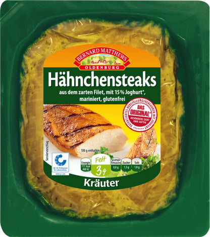 Bernard Matthews Hähnchensteaks Joghurt-Kräuter Marinade ca.330g QS ITW