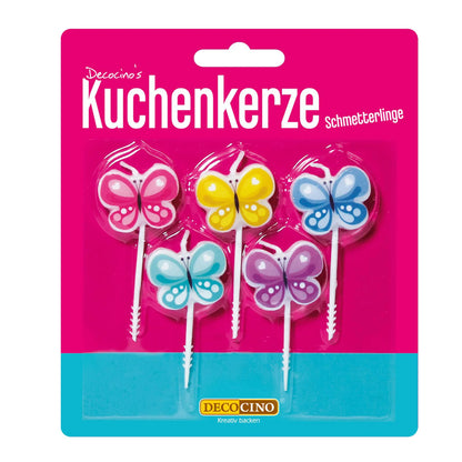 Dekoback Kuchenkerzen Schmetterlinge 5ST