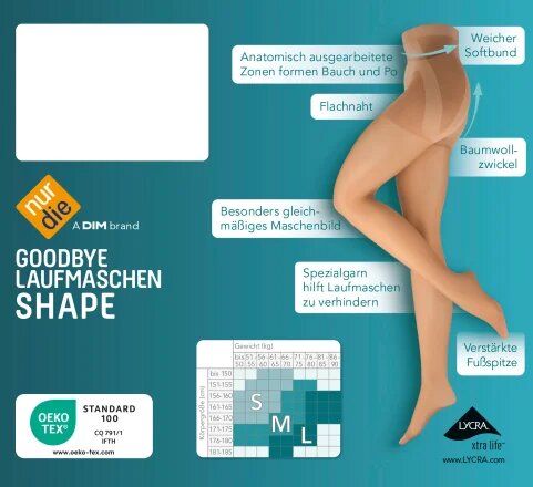 nur die Damen Strumpfhose goodbye Laufmasche 20 mandel 116 Gr.38/40
