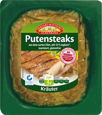 Bernard Matthews Oldenburg Putensteaks in Joghurt Kräuter Marinade 2ST ca.330g QS ITW