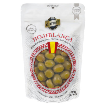 Dumet Hojiblanca grüne Oliven ohne Stein 150g