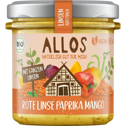 Bio Allos Linsen Aufstrich Rote Linse Paprika 140g