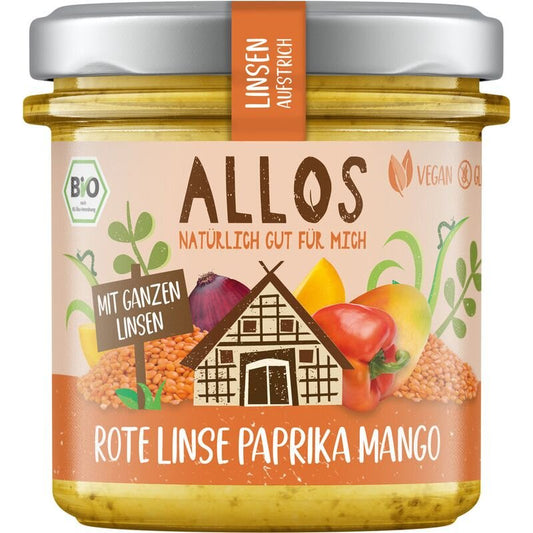 Bio Allos Linsen Aufstrich Rote Linse Paprika 140g