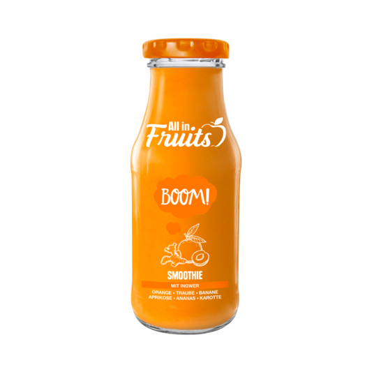 All in Fruits Smoothie Boom Orange Aprikose Ananas Ingwer 250ml