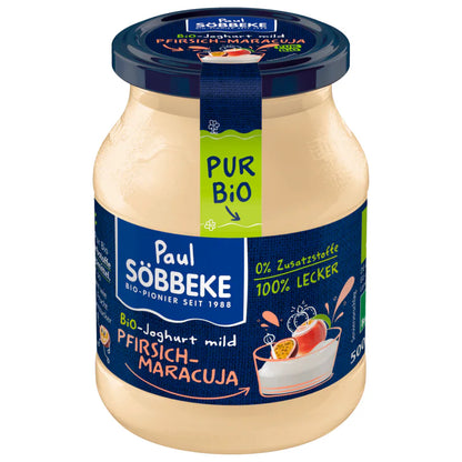 Bio Söbbeke Pur Bio Joghurt Pfirsich-Maracuja 3,8% 500g MW
