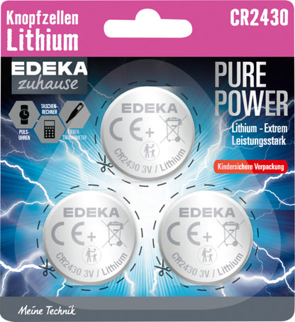 EDEKA zuhause Knopfzelle CR2430 Lithium 3ST