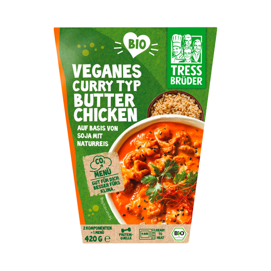 Bio Tressbrüder Veganes Curry Butter Chicken und Naturreis 420g