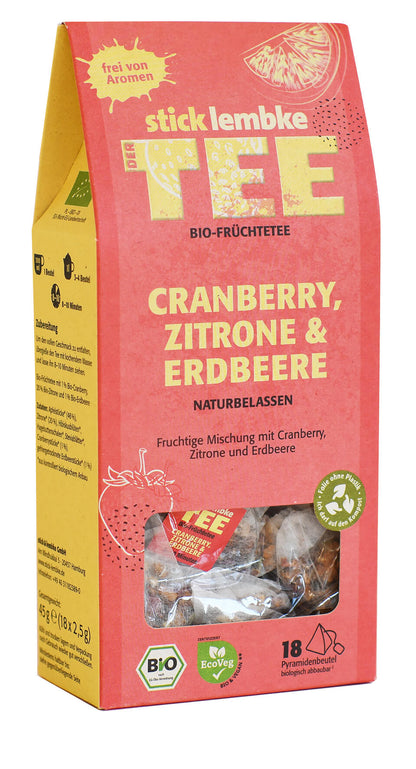 Bio Stick&Lembke Früchtetee Cranberry, Zitrone & Erdbeere 18ST 2,5g