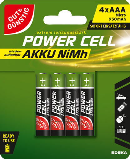GUT&GÜNSTIG Akku Micro AAA HR03 950mAh 1.2V 4ST