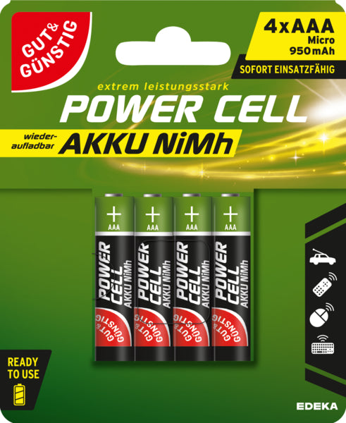 GUT&GÜNSTIG Akku Micro AAA HR03 950mAh 1.2V 4ST