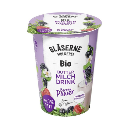Bio Gläserne Molkerei Fruchtbuttermilch Drink Beeren Power 500g