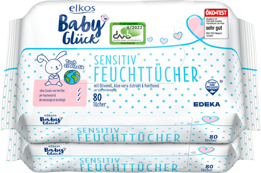 EDEKA elkos Baby Glück Babytücher Sensitive 2x80ST