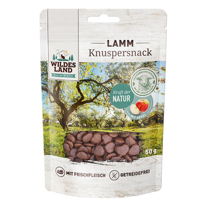 Wildes Land Knuspersnack Lamm mit Apfel 50g