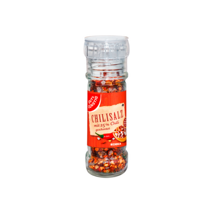 GUT&GÜNSTIG Chilisalz mit 25% Chiliflocken mit verstellbarer Einweg Mühle 50g