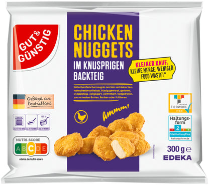 GUT&GÜNSTIG Hähnchen Nuggets im Backteig Kleiner Kauf 300g VLOG QS ITW