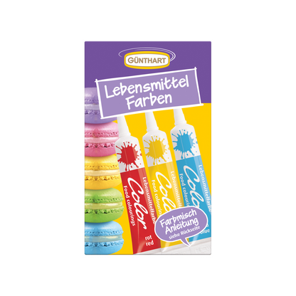 Günthart Lebensmittelfarben rot gelb blau 60g