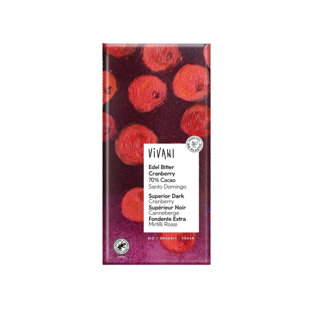 Bio Vivani Edel Bitter Cranberry 70% 100g