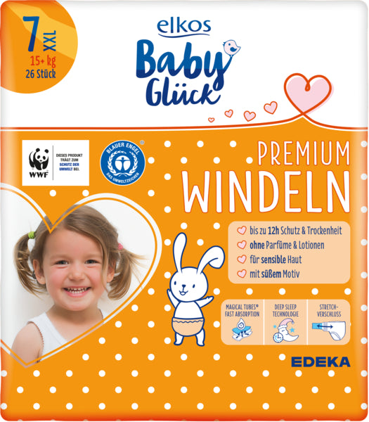 EDEKA elkos Baby Glück Windeln Gr.7 XXL 26ST