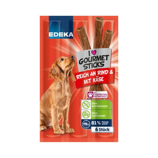 EDEKA Herzstücke Gourmet Sticks reich an Rind mit Käse 6x11g