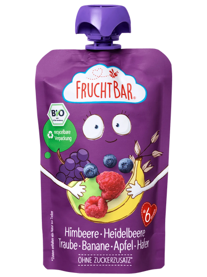 Bio Fruchtbar Getreide-Himbeere-Heidelbeere-Traube-Banane-Apfel-Hafer 100g