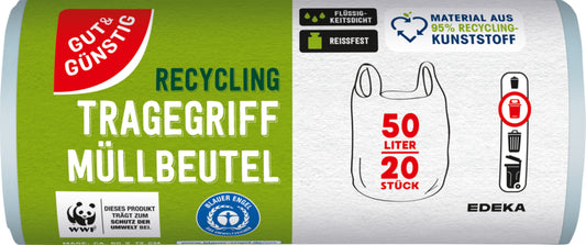 GUT&GÜNSTIG Müllbeutel mit Tragegriff recycelt 50l 20ST
