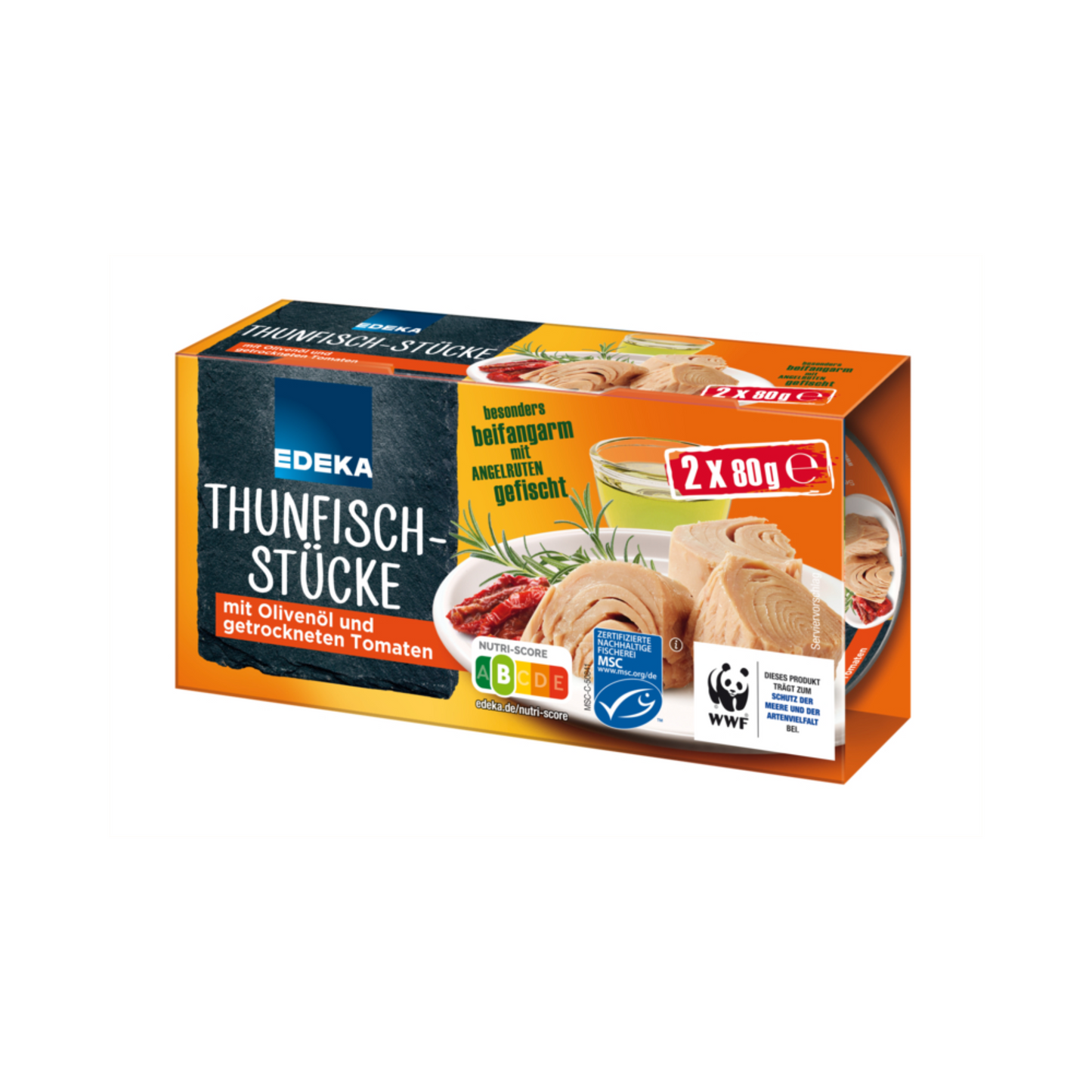 MSC EDEKA Thunfischstücke in Olivenöl mit getrockneten Tomaten 2x80g