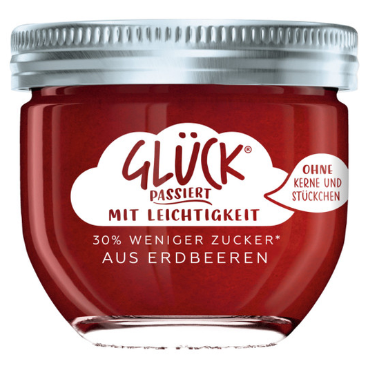 Glück Passiert Fruchtaufstrich Erdbeere weniger Zucker 230g