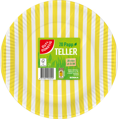 GUT&GÜNSTIG Pappteller Streifen 23cm 10ST