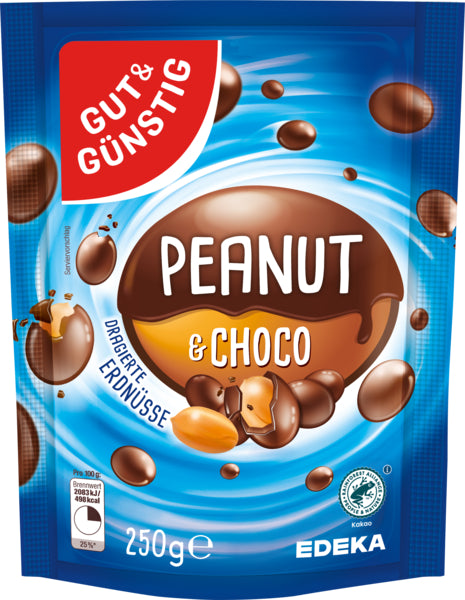 GUT&GÜNSTIG Peanut&Choco dragierte Erdnüsse braun 250g