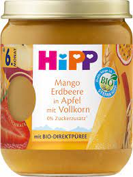 Bio Hipp Mango Erdbeere in Apfel mit Vollkorn 160g