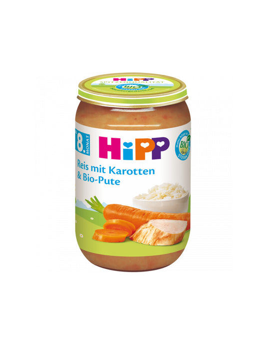 Bio Hipp Menü Reis mit Karotten und Pute ab 8.Monat 220g