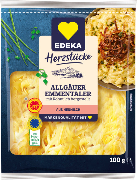 EDEKA Herzstücke Allgäuer Emmentaler gerieben g.U.45% 100g VLOG