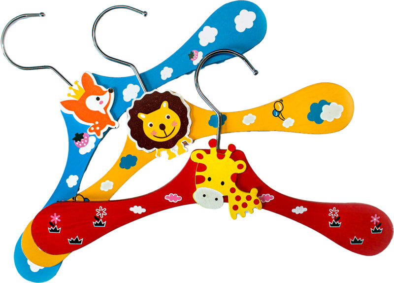 Peggy-Perfect Kinderkleiderbügel Holz bunt lackiert mit Motiven 3ST
