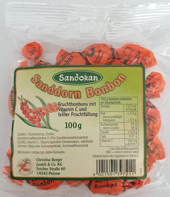 Sandokan Bonbons Sanddorn 100g