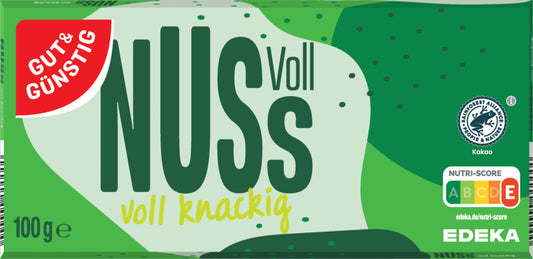 GUT&GÜNSTIG Edel Vollmilch ganze Haselnuss 100g