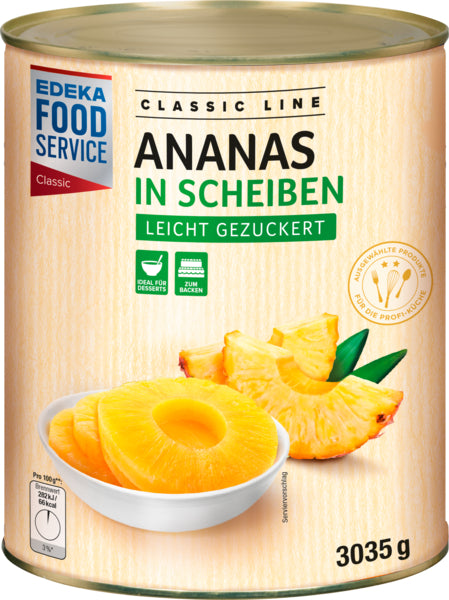EDEKA Foodservice Classic Ananas in Scheiben leicht gezuckert 3035g