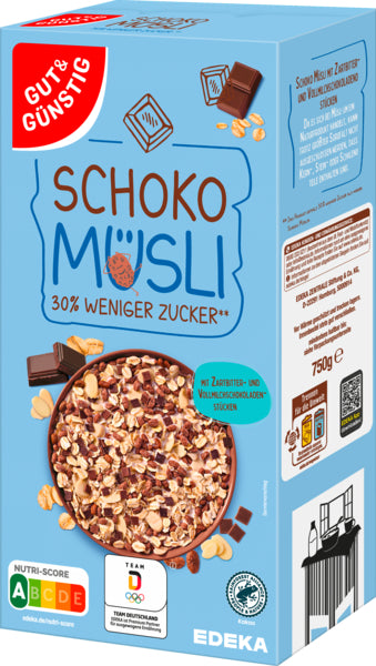 GUT&GÜNSTIG Müsli Schoko weniger süß 750g