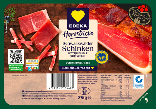 EDEKA Herzstücke Schwarzwälder Schinken 375g QS ITW