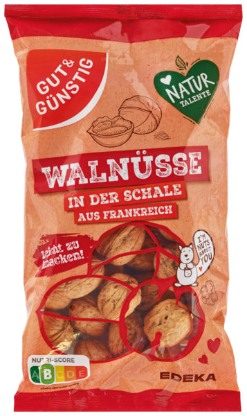 GUT&GÜNSTIG Walnüsse in der Schale 30mm+ China Klasse I 500g Beutel