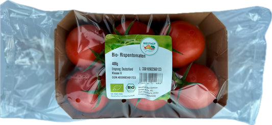 Bio Rispentomaten Deutschland Klasse II 400g Kartonschale in Folie