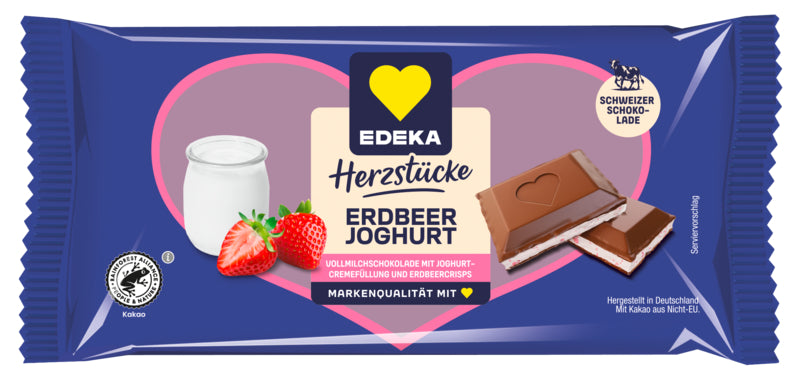 EDEKA Herzstücke gefüllt Erdbeer Joghurt Vollmilch 90g