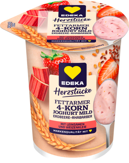 EDEKA Herzstücke Fruchtjoghurt 4-Korn Erdbeere-Rhabarber 1,5% 250g
