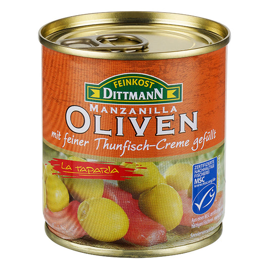 MSC Feinkost Dittmann Oliven grün gefüllt mit Thunfischcreme 200g