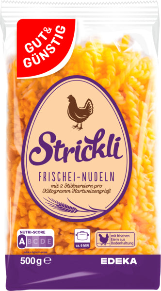 GUT&GÜNSTIG Frischei-Nudeln Strickli 500g